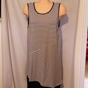 Vince Comuto asymmetrical striped tunic tank top